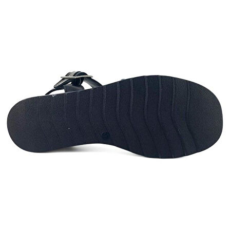 Venüs 2512303 Günlük Hakiki Deri Kadın Sandalet-Siyah