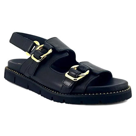 Venüs 25440013 Günlük Hakiki Deri Kadın Sandalet-Siyah