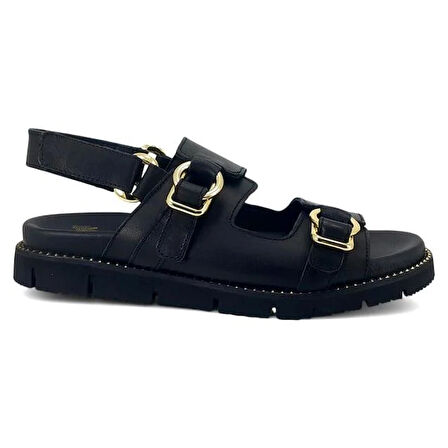 Venüs 25440013 Günlük Hakiki Deri Kadın Sandalet-Siyah