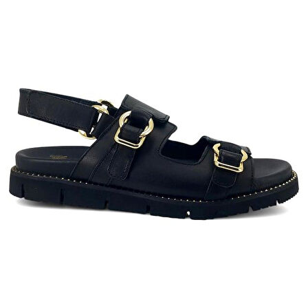 Venüs 25440013 Günlük Hakiki Deri Kadın Sandalet-Siyah