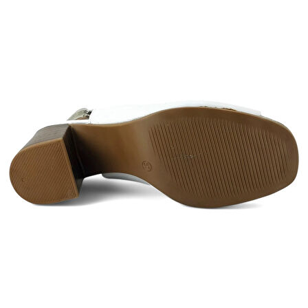 Venüs 2108518 Günlük Hakiki Deri Kadın Sandalet-Beyaz