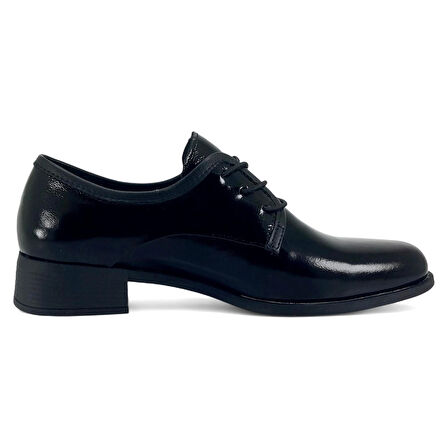 Mammamia 7245 Hakiki Deri Günlük Kadın Ayakkabı-Siyah Rugan