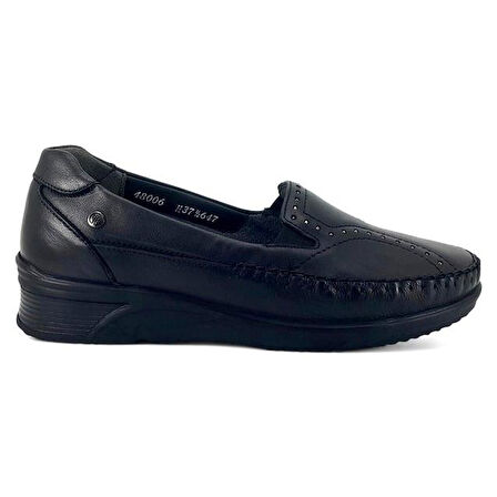 Forelli Erva Deri Anatomik Günlük Kadın Ayakkabı-Siyah