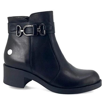 Mammamia 1890 Hakiki Deri Günlük Kadın Bot-Siyah