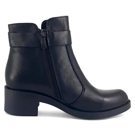 Mammamia 1890 Hakiki Deri Günlük Kadın Bot-Siyah