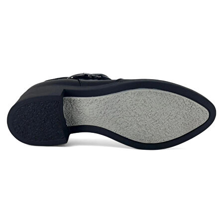 Mammamia 1890 Hakiki Deri Günlük Kadın Bot-Siyah