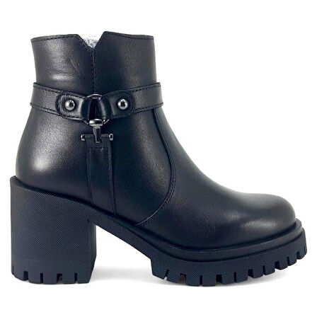 Mammamia 8485 Hakiki Deri Günlük Kadın Bot-Siyah