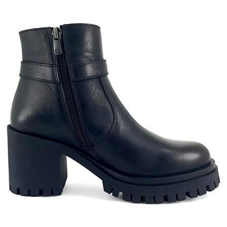 Mammamia 8485 Hakiki Deri Günlük Kadın Bot-Siyah