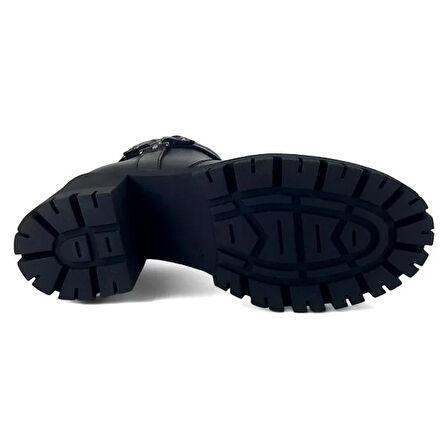 Mammamia 8485 Hakiki Deri Günlük Kadın Bot-Siyah