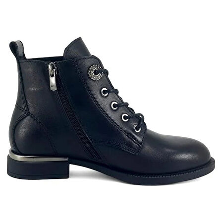 Mammamia 8515 Hakiki Deri Günlük Kadın Bot-Siyah