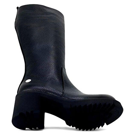 Mammamia 2330 Hakiki Deri Günlük Kadın Bot-Siyah