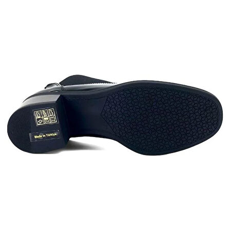 Mammamia 1805 Hakiki Deri Günlük Kadın Bot-Siyah Rugan