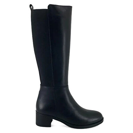 Mammamia 2300 Hakiki Deri Günlük Kadın Çizme-Siyah