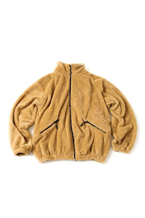 Kadın Oversize Peluş, Polar, Fermuarlı, Teddy Dik Yaka, Sıcak Tutucu Yumuşak Kışlık Ceket