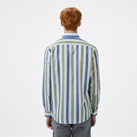 Nautica Erkek Yeşil Classic Fit Çizgili Gömlek