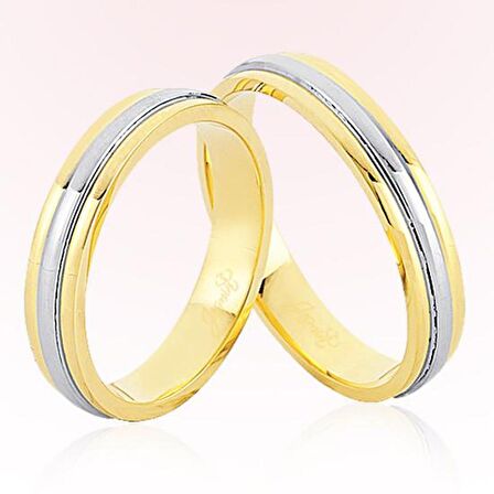 Harem Altın Sarı Beyaz Altın Alyans 6204