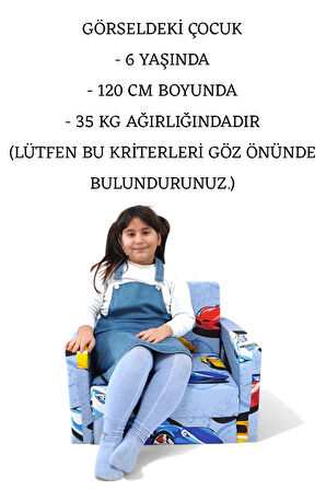 Çocuk Yatağı Komple Sünger Katlanabilir Koltuklu-(0-6 YAŞ)%100 Pamuklu Mavi Araba Desenli