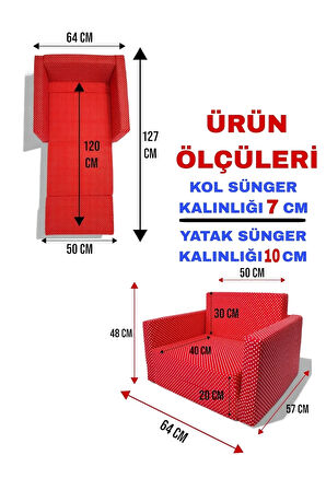 Çocuk Yatağı Komple Sünger Katlanabilir Koltuklu-(0-6 YAŞ)%100 Pamuklu Mavi Araba Desenli