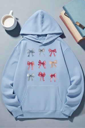 Unisex Renkli Kurdele Baskılı kapüşonlu Sweatshirt