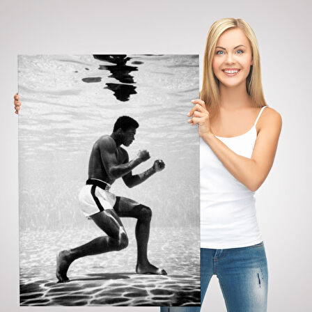 Su Altında Antreman Yapan Boksor Muhammet Ali Duvar Tablosu-6204