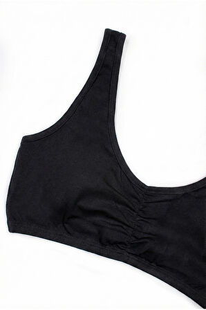 Öts Kız Çocuk Büstiyer Kalın Askılı, Önü Büzgülü, Pedli (%96 Pamuk - %4 Elastan)