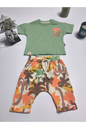 Çocuk Unisex Kız Erkek Şortlu (Kapri) Takım Kreş %100 Pamuk Rahat Tarz Tasarım Premium