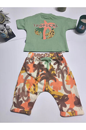 Çocuk Unisex Kız Erkek Şortlu (Kapri) Takım Kreş %100 Pamuk Rahat Tarz Tasarım Premium