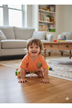 Çocuk Unisex Kız Erkek Şortlu (Kapri) Takım Kreş %100 Pamuk Rahat Tarz Tasarım Premium