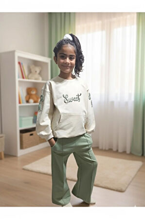 Kız Çocuk Uzun Kollu Şık Takım, Eşofman, Rahat, Modern Tarz