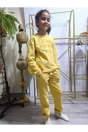 Kız Çocuk Alt Üst Takım Uzun Kollu Eşofman Rahat Şık Modern Tasarım