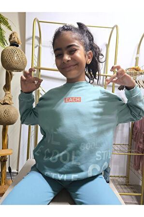 Erkek Kız Çocuk Alt Üst Takım Unisex Uzun Kollu Eşofman Rahat Spor Şık Modern Tasarım Ribanalı