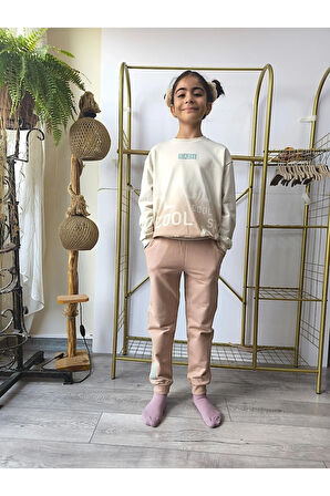 Erkek Kız Çocuk Alt Üst Takım Unisex Uzun Kollu Eşofman Rahat Spor Şık Modern Tasarım Ribanalı