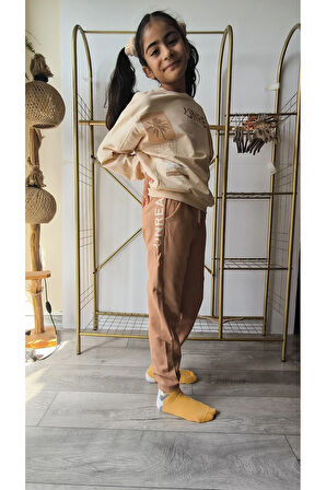 Erkek Kız Çocuk Alt Üst Takım Unisex Uzun Kollu Eşofman Rahat Spor Şık Modern Tasarım Ribanalı