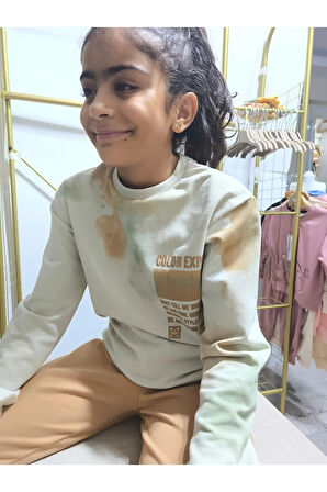 Erkek Kız Çocuk Alt Üst Takım Unisex Uzun Kollu Eşofman Rahat Spor Şık Modern Tasarım Ribanalı