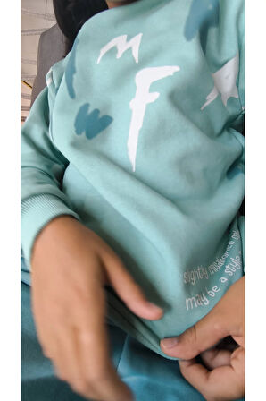 Erkek Kız Çocuk Alt Üst Takım Unisex Uzun Kollu Eşofman Rahat Spor Şık Modern Tasarım Ribnalı