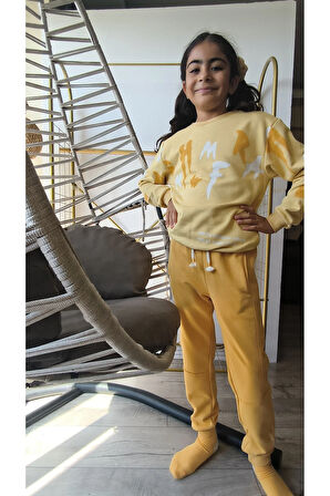 Erkek Kız Çocuk Alt Üst Takım Unisex Uzun Kollu Eşofman Rahat Spor Şık Modern Tasarım Ribanalı