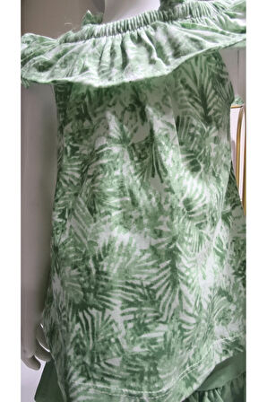 Kız Çocuk Etek-Tişört Takım, %100 Pamuk Nefes Alan, Lastikli Straplez, Tarz, Pileli