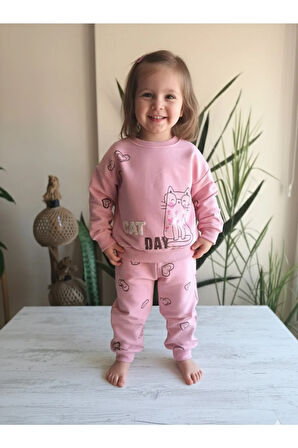 Kız Çocuk Alt Üst Takım Uzun Kollu Eşofman Rahat Şık Modern Tasarım