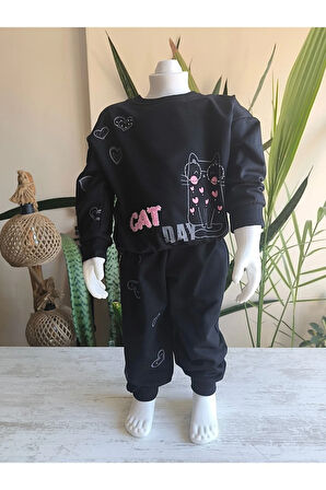 Kız Çocuk Alt Üst Takım Uzun Kollu Eşofman Rahat Şık Modern Tasarım