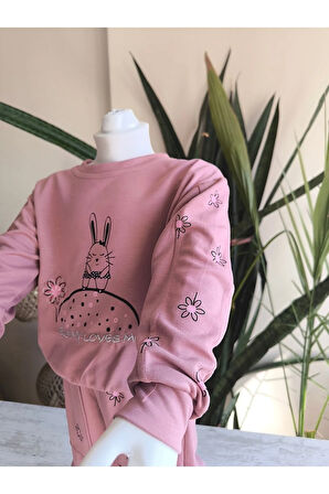 Kız Çocuk Alt Üst Takım Uzun Kollu Eşofman Rahat Şık Modern Tasarım