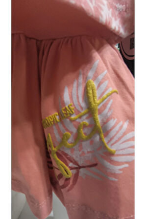 Kız Çocuk Etek-Tişört Takım, %100 Pamuk Nefes Alan, Lastikli Straplez, Tarz, Pileli