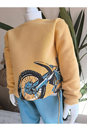 Erkek Kız Çocuk Alt Üst Takım Unisex Uzun Kollu Eşofman Rahat Spor Şık Modern Tasarım Ribanalı