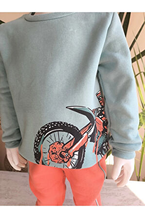 Erkek Kız Çocuk Alt Üst Takım Unisex Uzun Kollu Eşofman Rahat Spor Şık Modern Tasarım Ribanalı