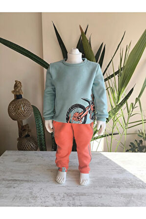 Erkek Kız Çocuk Alt Üst Takım Unisex Uzun Kollu Eşofman Rahat Spor Şık Modern Tasarım Ribanalı