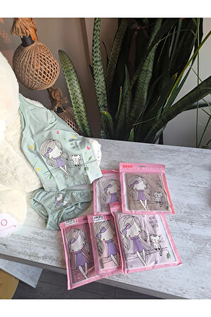 Kız Çocuk Atlet Külot Takım 6'lı %100 Pamuk Nefes Alabilen