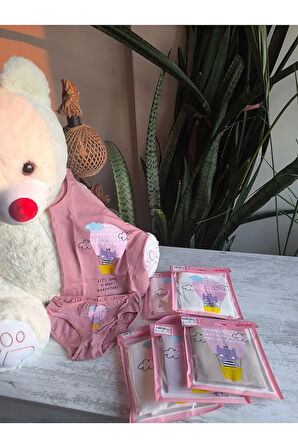 Kız Çocuk Atlet Külot Takım 6'lı %100 Pamuk Nefes Alabilen