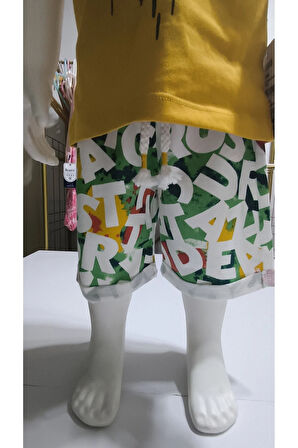 Çocuk Unisex Kız Erkek Şortlu Alt Üst Takım Kreş %100 Pamuk Rahat Tarz Tasarım Premium