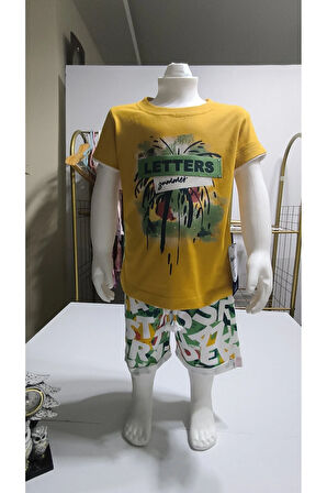 Çocuk Unisex Kız Erkek Şortlu Alt Üst Takım Kreş %100 Pamuk Rahat Tarz Tasarım Premium
