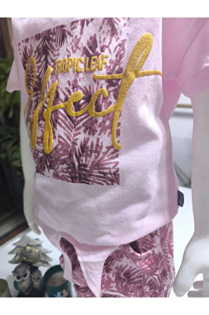 Kız Çocuk Pantolon Tişört Takım %100 Pamuk Nefes Alan Rahat Tarz Tasarım Cepli