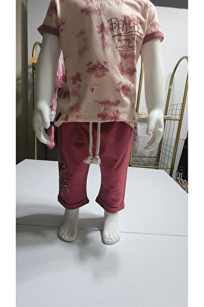 Çocuk Unisex Kız Erkek Şortlu (Kapri) Takım Kreş %100 Pamuk Rahat Tarz Tasarım Premium